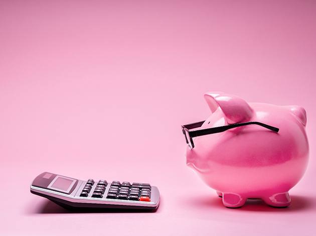 Piggy bank and calculator