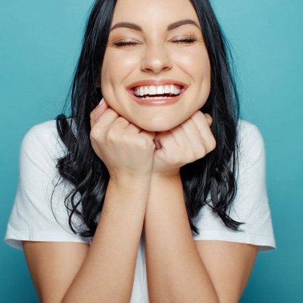 Lady smiles