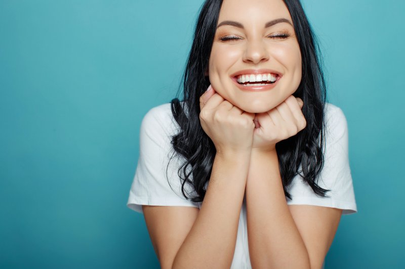Lady shows off pretty smile